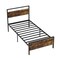 Metal Bed Frame Industrial Platform Bed with Wooden Headboard